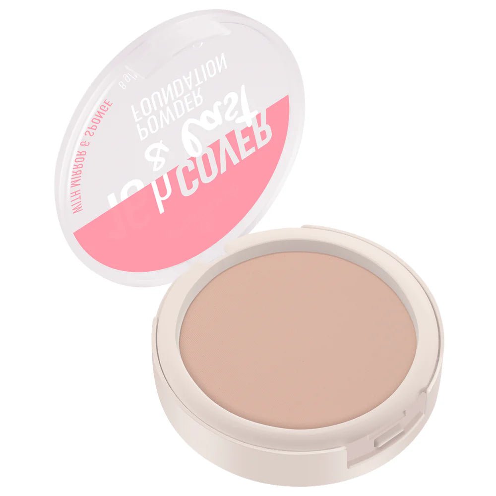 Essence 16H Cover & Last Powder Foundation | ايسنس كريم أساس بودرة مضغوطة عالي التغطية يدوم 16 ساعة 01| Porcelain - EROS STORE