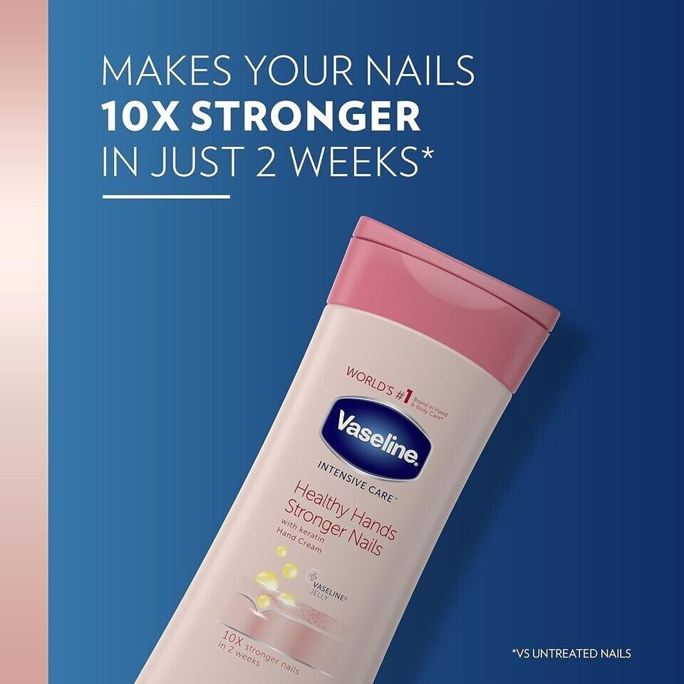 فازلين لوشن للعناية المكثفة باليدين والأظافر | Vaseline Intensive Care Healthy Hands Stronger Nails Body Lotion 200 مل - EROS STORE