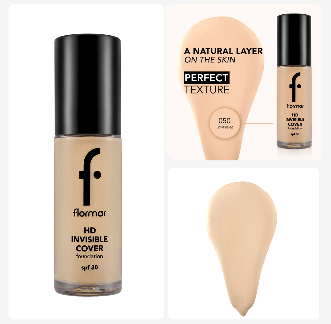 FLORMAR HD INVISIBLE COVER FOUNDATION - 30ML | فلورمار كريم الاساس - 30 مل 50 - EROS STORE