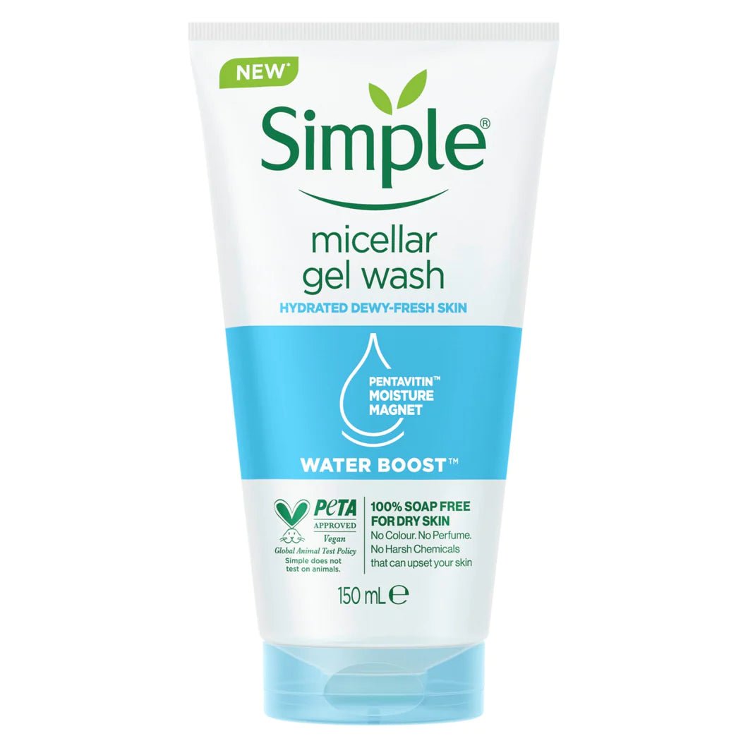 غسول جل ميسيلار للوجه من سيمبل ووتر بوست | Simple Water Boost Micellar Facial Gel Wash 150 مل - EROS STORE