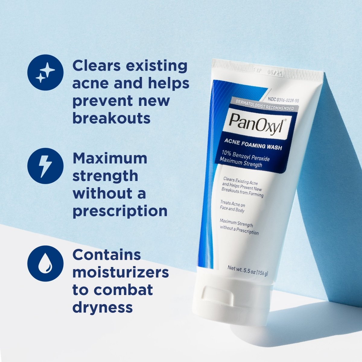 غسول رغوي لحب الشباب من بانوكسيل (بنزويل بيروكسايد 10%) - أقصى قوة | PanOxyl Acne Foaming Wash, Maximum Strength 10% Benzoyl Peroxide 165 مل - EROS STORE