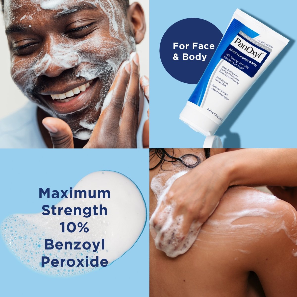 غسول رغوي لحب الشباب من بانوكسيل (بنزويل بيروكسايد 10%) - أقصى قوة | PanOxyl Acne Foaming Wash, Maximum Strength 10% Benzoyl Peroxide 165 مل - EROS STORE