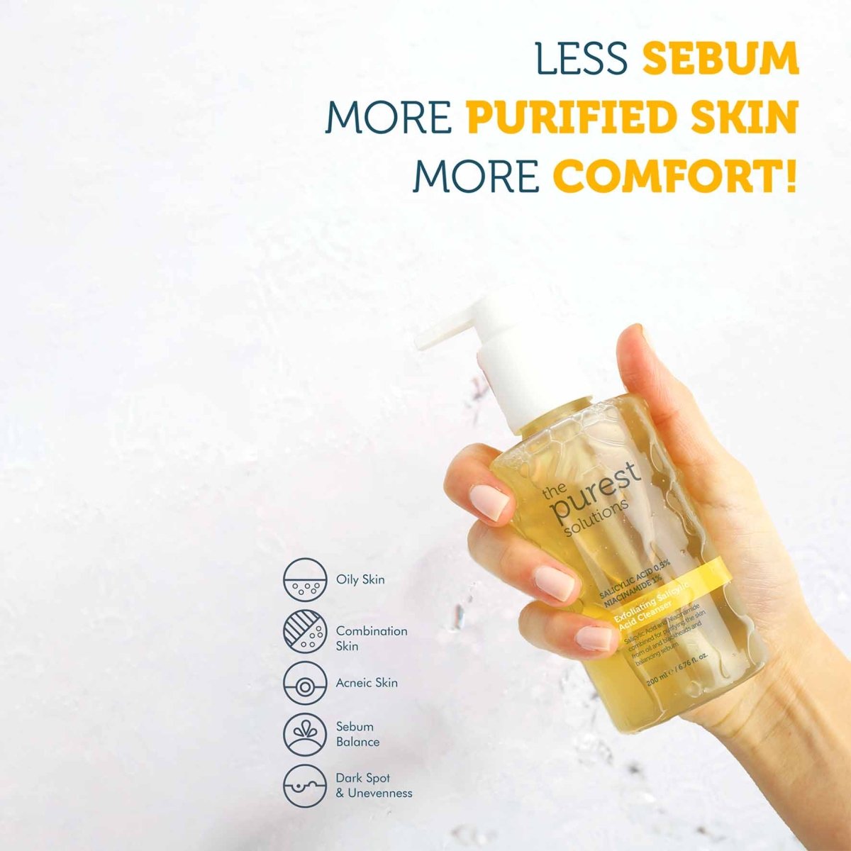غسول ذا بيورست سوليوشنز المقشر بحمض الساليسيليك 0.5% ونياسيناميد 1% - 200 مل | The Purest Solutions Exfoliating Salicylic Acid Cleanser 0.5% Salicylic Acid, 1% Niacinamide - 200ml 200 مل - EROS STORE