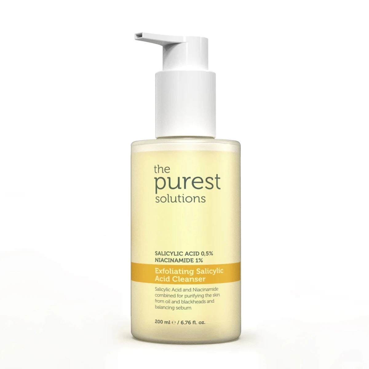 غسول ذا بيورست سوليوشنز المقشر بحمض الساليسيليك 0.5% ونياسيناميد 1% - 200 مل | The Purest Solutions Exfoliating Salicylic Acid Cleanser 0.5% Salicylic Acid, 1% Niacinamide - 200ml 200 مل - EROS STORE