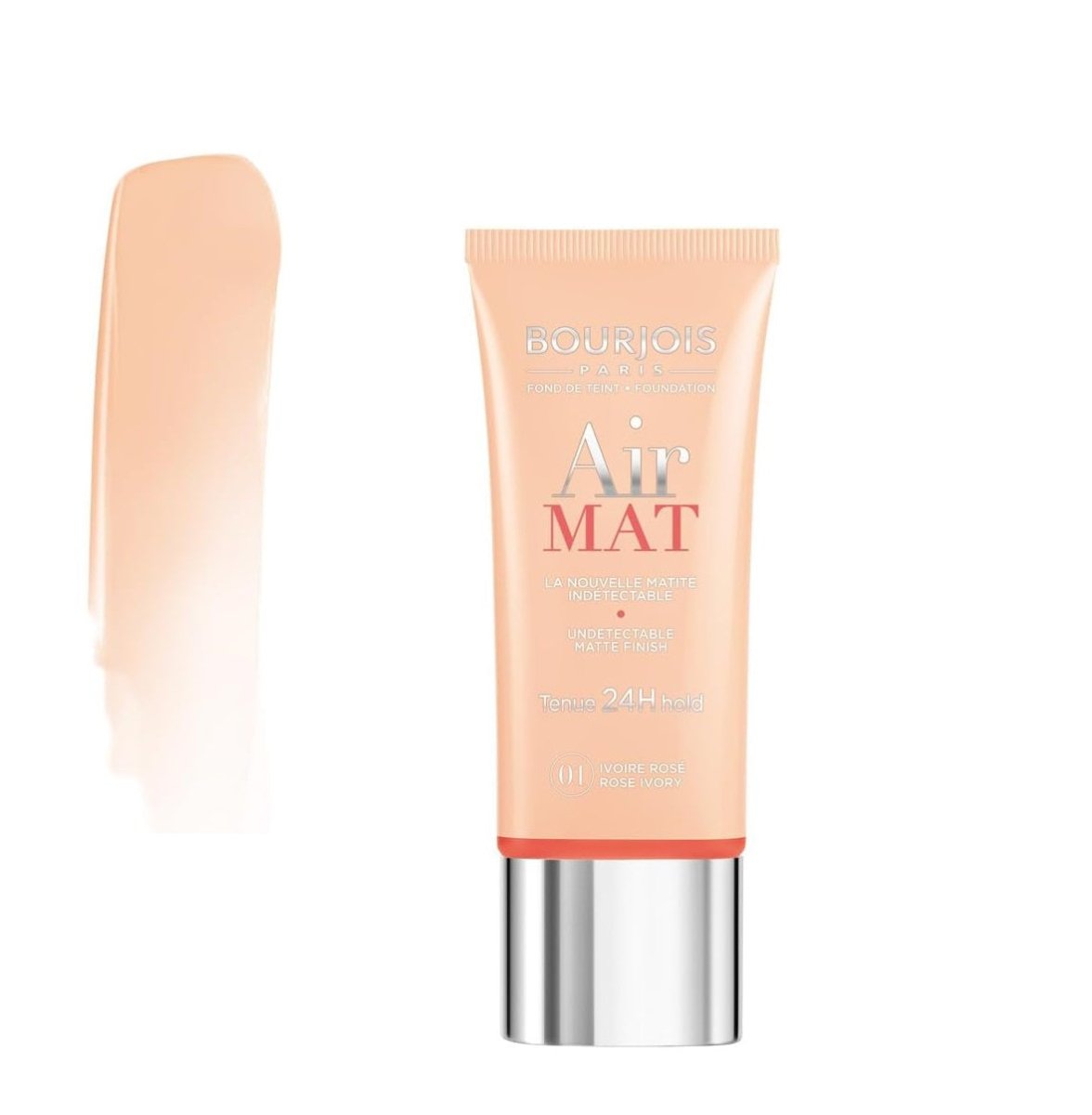 كريم أساس إير مات بتغطية كاملة من برجوا | Bourjois Air Mat Full Coverage Foundation 01 Rose Ivory - EROS STORE