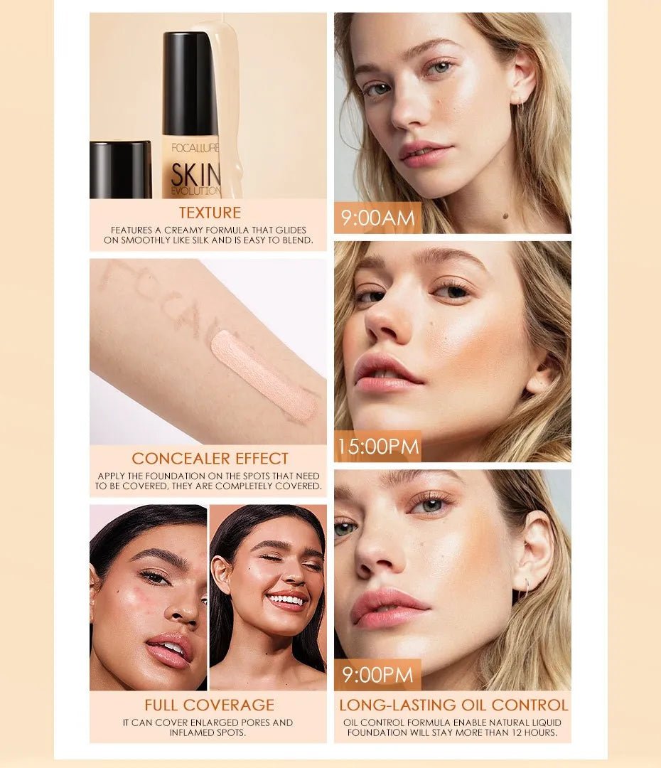 كريم أساس سائل من فوكالور | Focallure Liquid Foundation 03 وورم ايفوري - EROS STORE