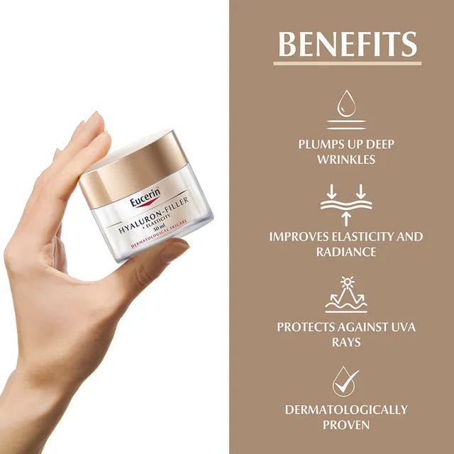 كريم يوسيرين هيالورون فيلر + إيلاستسيتي النهاري - 50 مل | Eucerin Hyaluron - Filler + Elasticity Day Cream SPF 30 - 50ml - EROS STORE