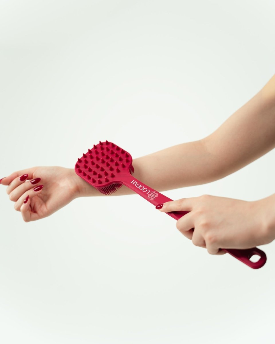 Long back brush to reach all areas فرشاة ظهر طويلة للوصول لجميع المناطق Red - احمر - EROS STORE