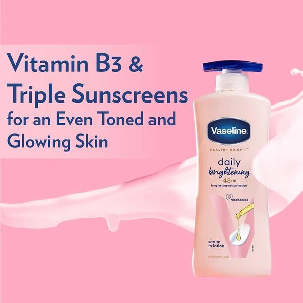 لوشن فازلين اليومي لتفتيح البشرة، مرطب يدوم 48 ساعة - 400 مل| Vaseline Daily Brightening 48hr Moisturization Lotion - 400ml - EROS STORE