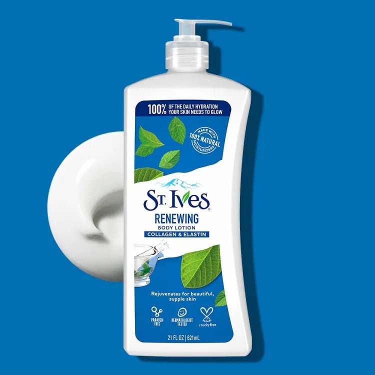 لوشن تجديد البشرة للجسم بالكولاجين والإيلاستين من سانت آيفز | St. Ives Renewing Collagen & Elastin Body Lotion 621 مل - EROS STORE