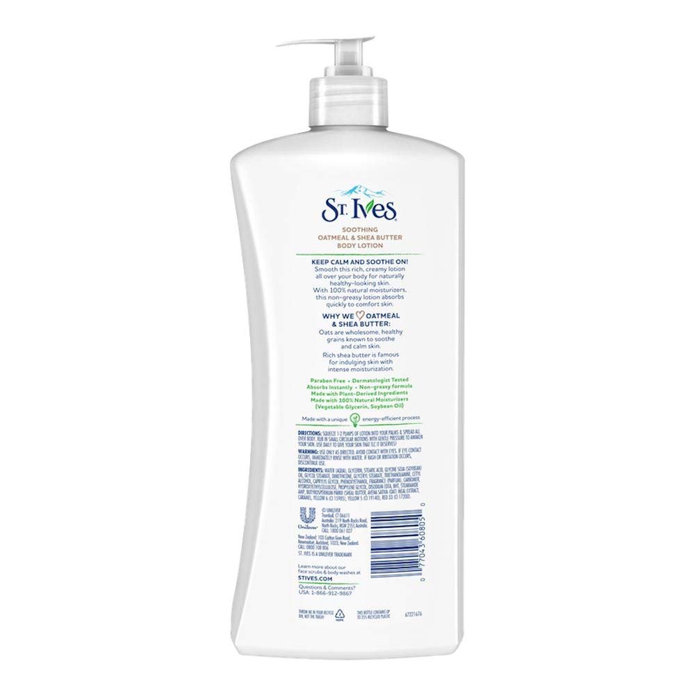 لوشن تغذية وتهدئة الجسم من سانت آيفز بالشوفان وزبدة الشيا | St. Ives Soothing Oatmeal & Shea Butter Body Lotion 621مل - EROS STORE