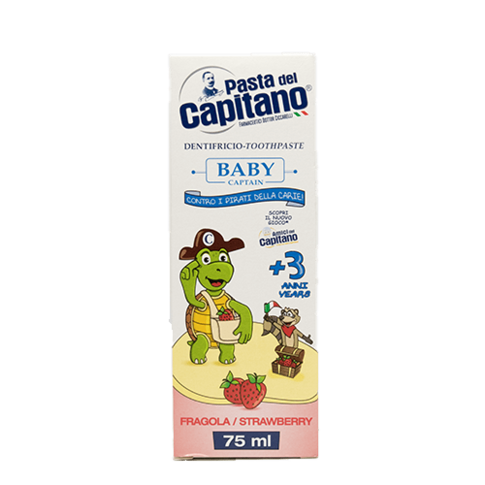 معجون أسنان للأطفال بنكهة الفراولة - توتي فروتي للأطفال فوق 3 سنوات | Pasta del Capitano Kids Toothpaste Strawberry & Tutti Frutti 75 مل - EROS STORE