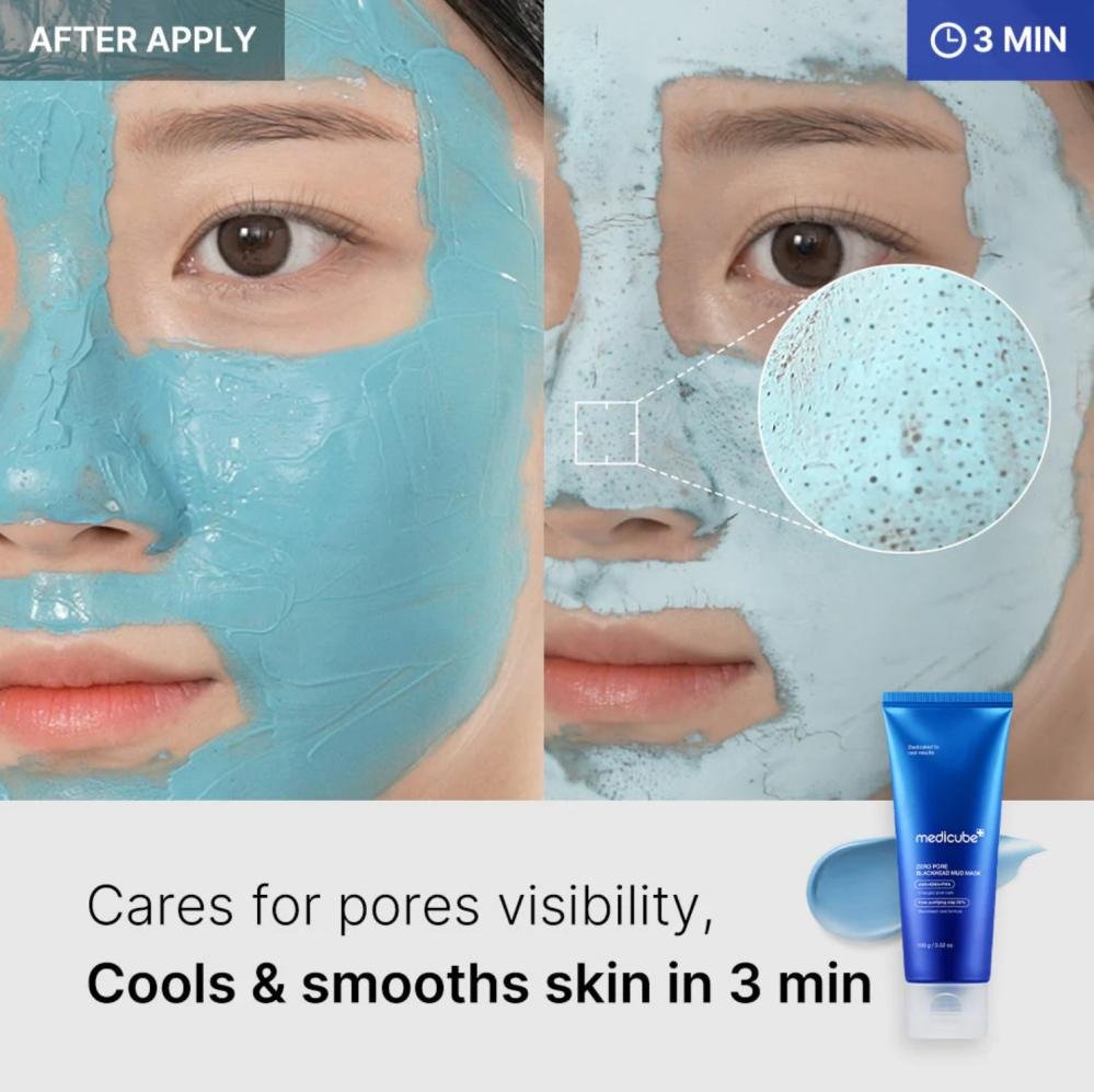 ماسك الوجه بالطين لإزالة الرؤوس السوداء زيرو بور من ميدي كيوب | Medicube Zero Pore Blackhead Mud Mask 100g - EROS STORE