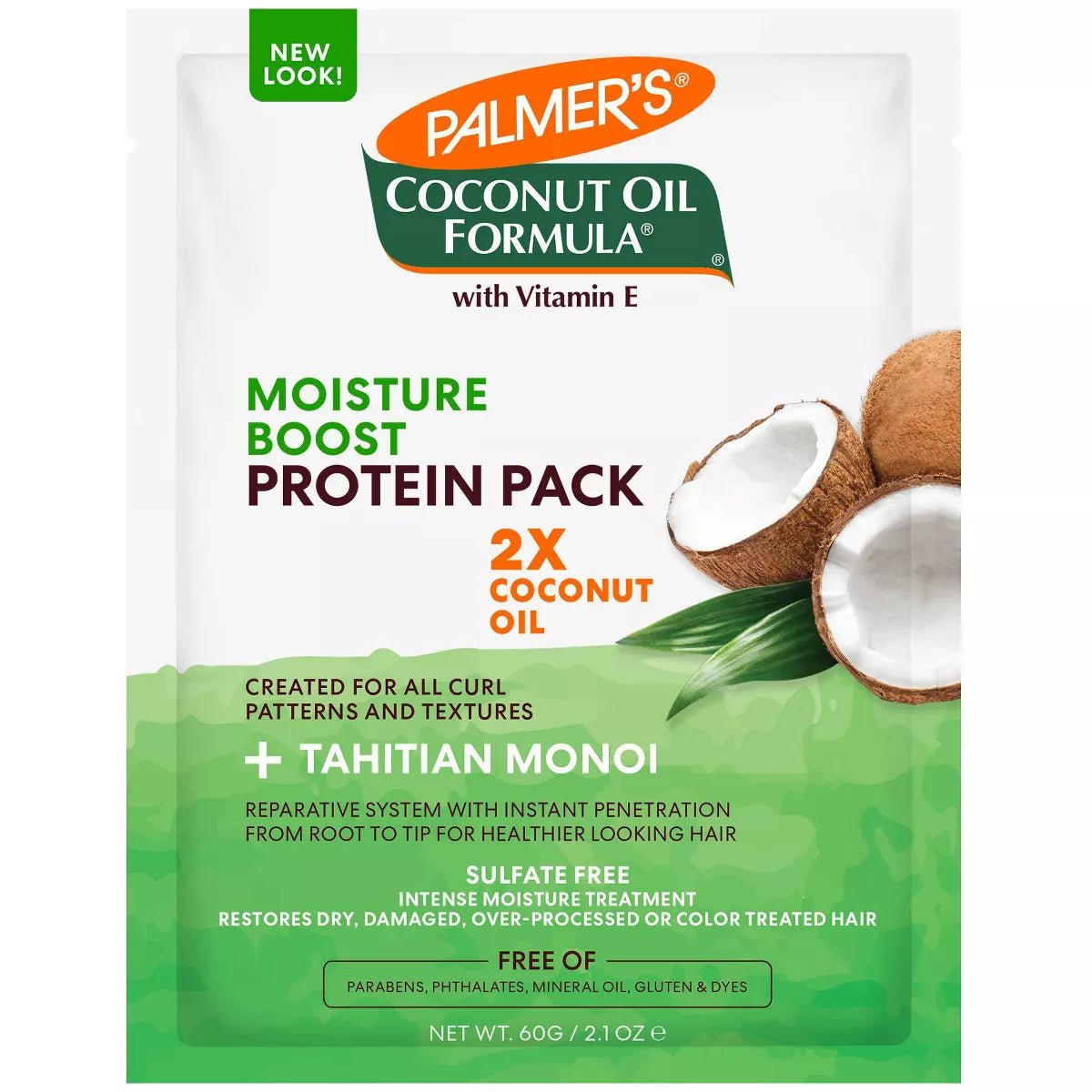 مجموعة بروتين لتعزيز الرطوبة معالجة للشعر من بالمرز | Palmer's Coconut Oil Formula Moisture Boost Protein Pack - 2.1oz 60 غم - EROS STORE