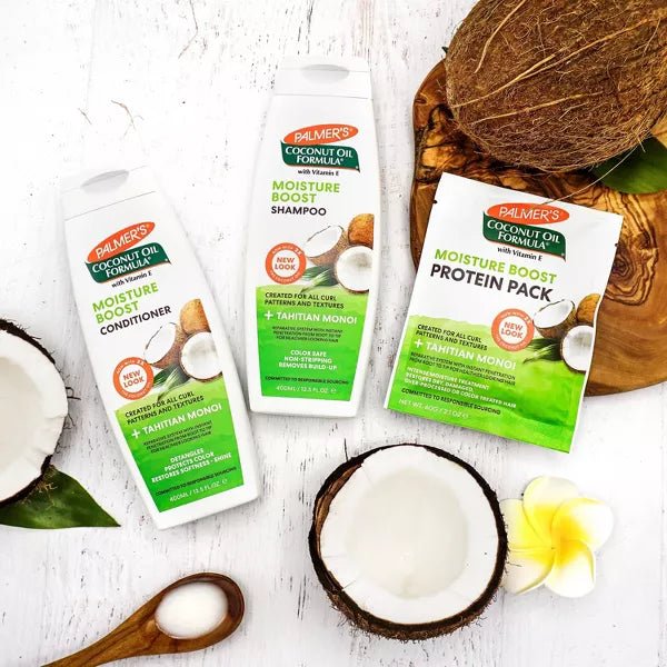 مجموعة بروتين لتعزيز الرطوبة معالجة للشعر من بالمرز | Palmer's Coconut Oil Formula Moisture Boost Protein Pack - 2.1oz 60 غم - EROS STORE