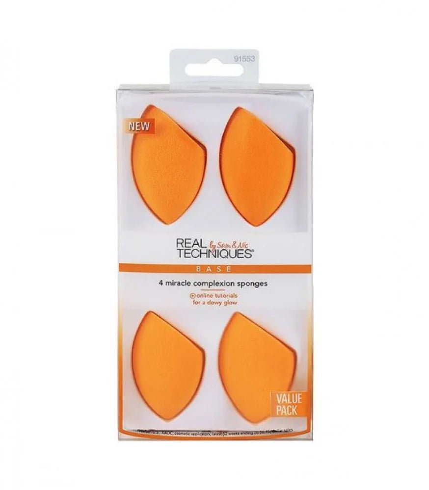 مجموعة سفنجات للمكياج ميراكيل كومبلكشن من ريال تيكنيك برتقالي 4 قطع | Real Techniques Miracle Complexion Sponge Set - Orange (4 pieces) برتقالي - EROS STORE
