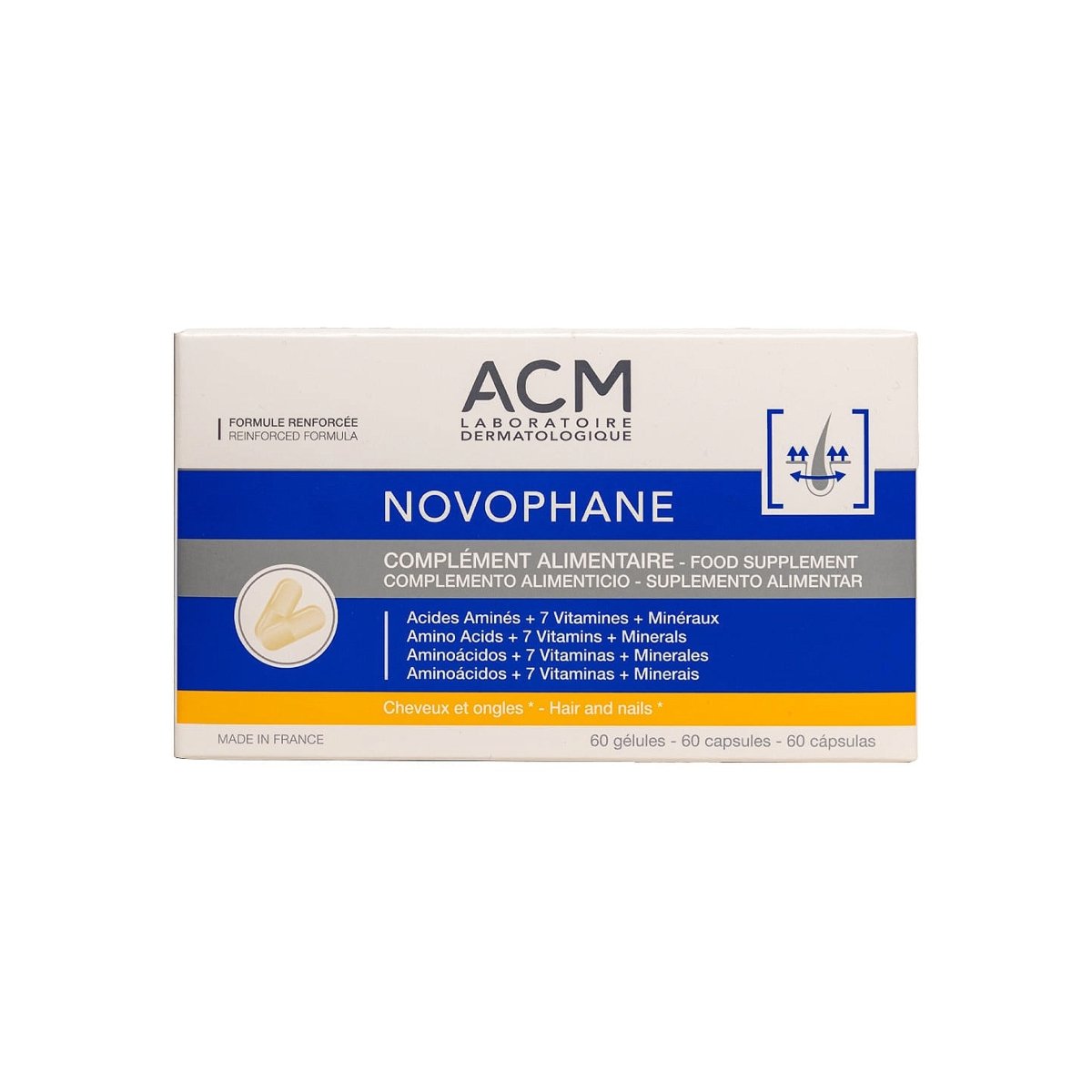 مكملات نوفافان الغذائية لتقوية الشعر والأظافر من إي سي إم | ACM Novophane Capsules 60 كبسولة - EROS STORE
