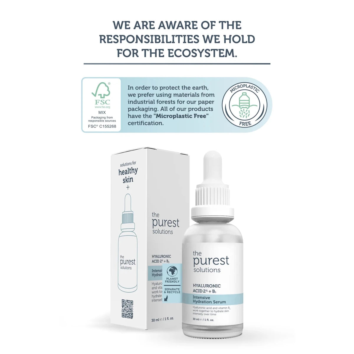 مصل الترطيب المكثف حمض الهيالورونيك 2% + ب5 من بيورست - 30 مل | The Purest Solutions Intensive Hydrating Serum: Hyaluronic Acid 2% + Vitamin B5 - 30ml 30 مل - EROS STORE