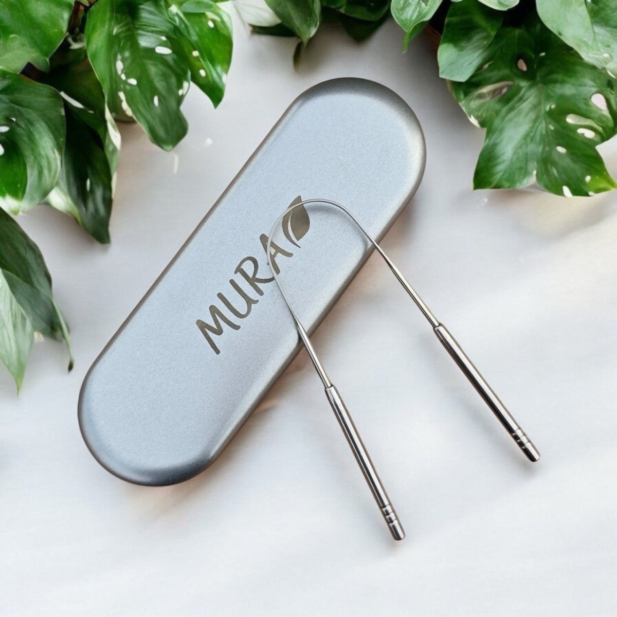 MURA TONGUE SCRAPER WITH METAL CASE | مورا قاشطة اللسان مع علبة معدنية - EROS STORE