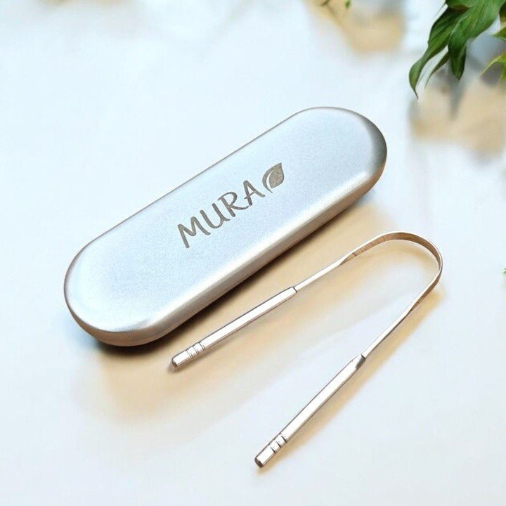 MURA TONGUE SCRAPER WITH METAL CASE | مورا قاشطة اللسان مع علبة معدنية - EROS STORE