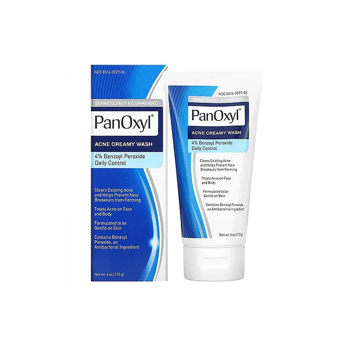 Panoxyl Acne Creamy Face Wash 4% Benzoyl Peroxide - 170g | بانوكسيل غسول لعلاج حب الشباب 4% بينزويل بيروكسايد - 170 غرام 175 غم - EROS STORE