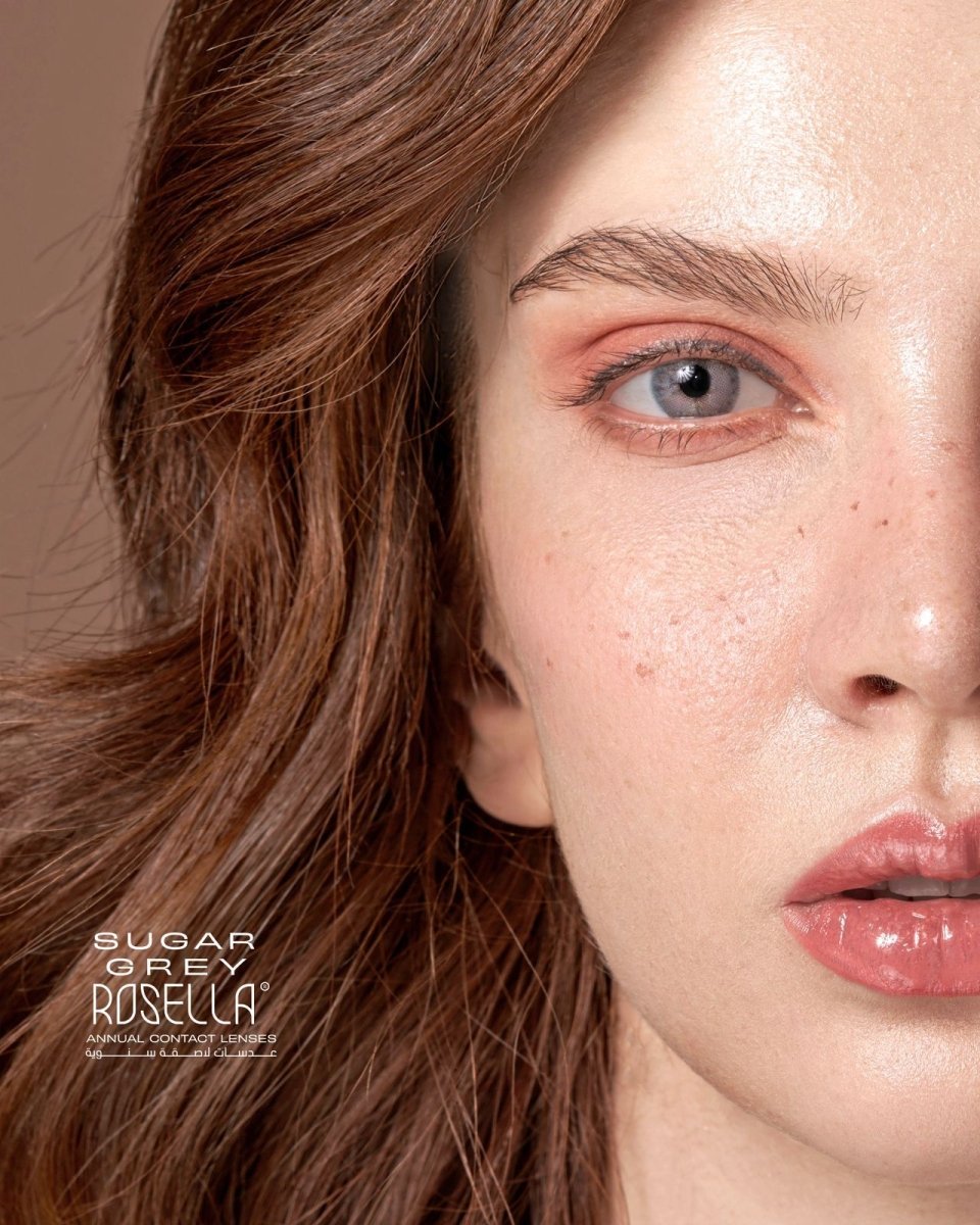 ROSELLA ANNUAL CONTACT LENSES | روزيلا عدسات لاصقة سنوية Sugar Grey + سائل عدسات هدية - EROS STORE