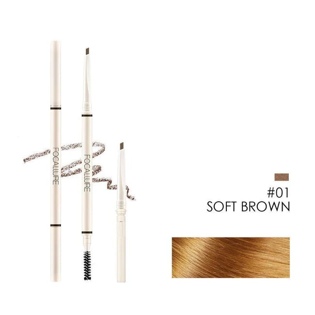 رسم فنان® قلم حواجب برأس مثلث رقم 01 بني ناعم FA113 من فوكالور | Focallure Artist® Triangular Brow Pencil 01 Soft Brown FA113 01 بني فاتح - EROS STORE