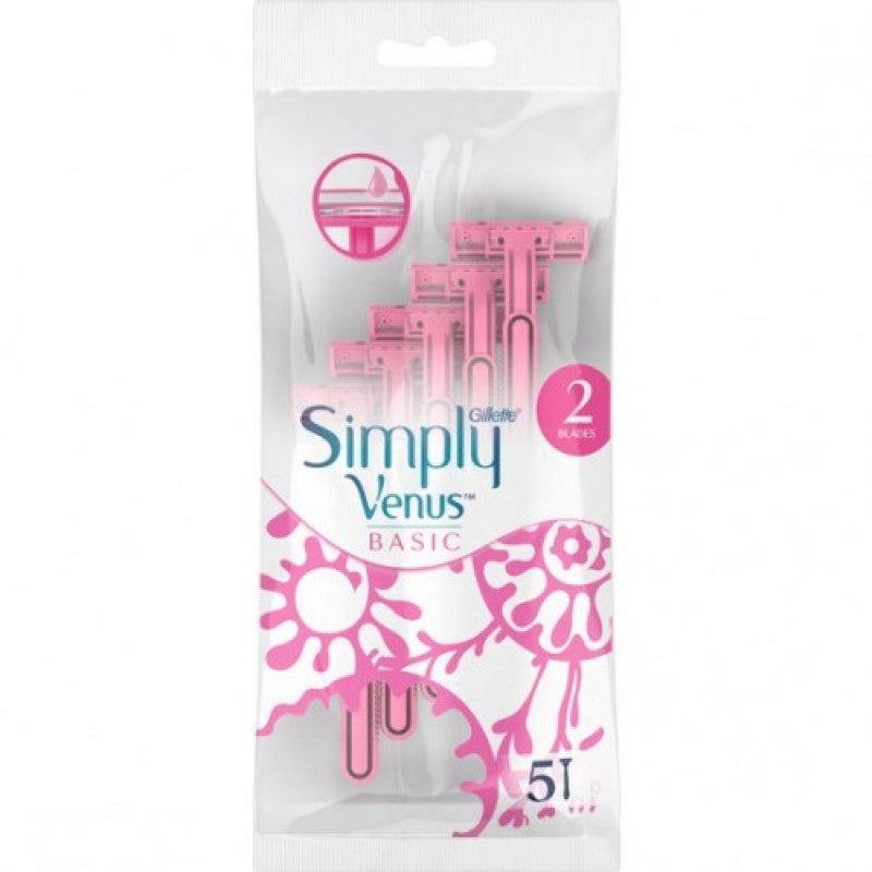 Simply Venus Basic 5 Pack Razors - Pink مجموعة شفرات حلاقة سيمبلي فينوس الأساسية - 5 قطع - وردي 4 - EROS STORE