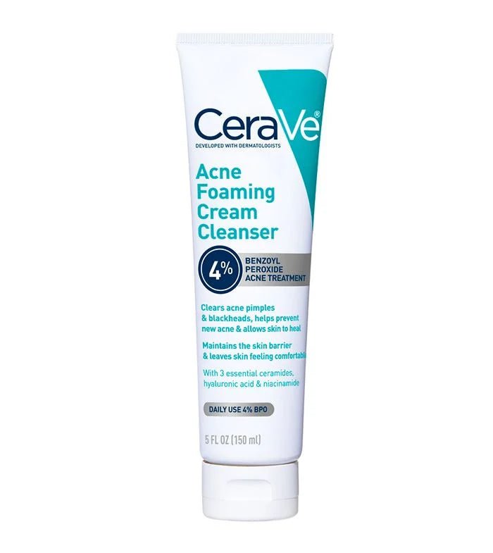 سيرافي منظف رغوي لحب الشباب مع 4% بنزويل بيروكسايد | CeraVe Acne Foaming Cream Cleanser with 4% Benzoyl Peroxide 150 مل - EROS STORE