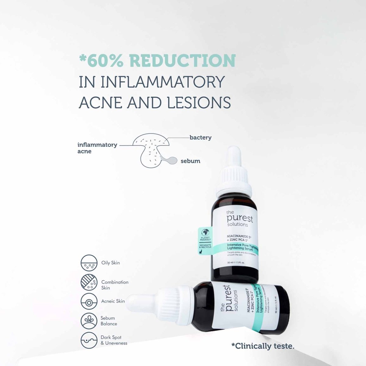 سيروم ذا بيورست سوليوشنز لشد وتفتيح المسام المكثف: نياسيناميد 5% + زنك 1% - 30 مل | The Purest Solutions Intensive Pore Tightening & Brightening Serum: Niacinamide 5% + Zinc 1% - 30ml 30 مل - EROS STORE